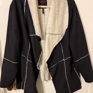 Yoki Women's Black and Cream Teddy Jacket